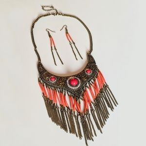 Anthropologie Antique Waterfall Statement Jewelry Set for Women and Girls